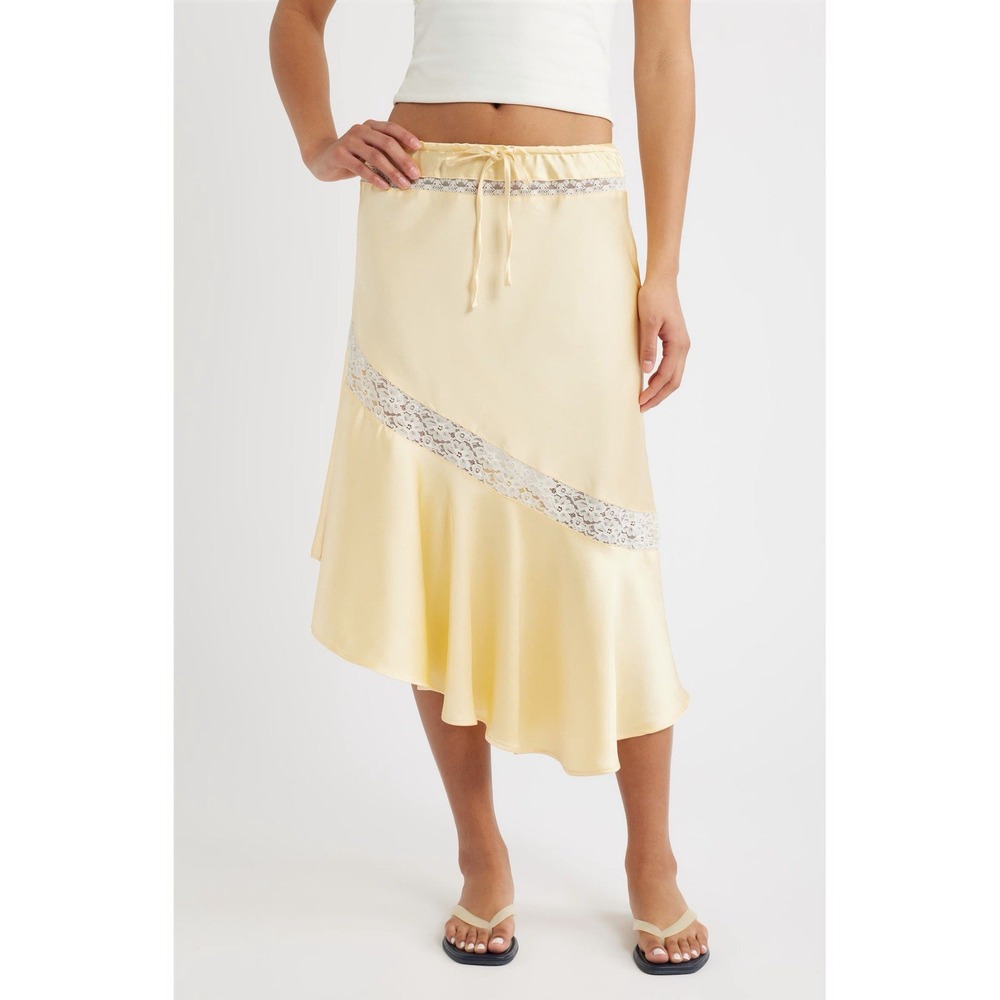 DAMSON MADDER Delphia Lace Inset Asymmetric Satin Skirt NWT Size 6